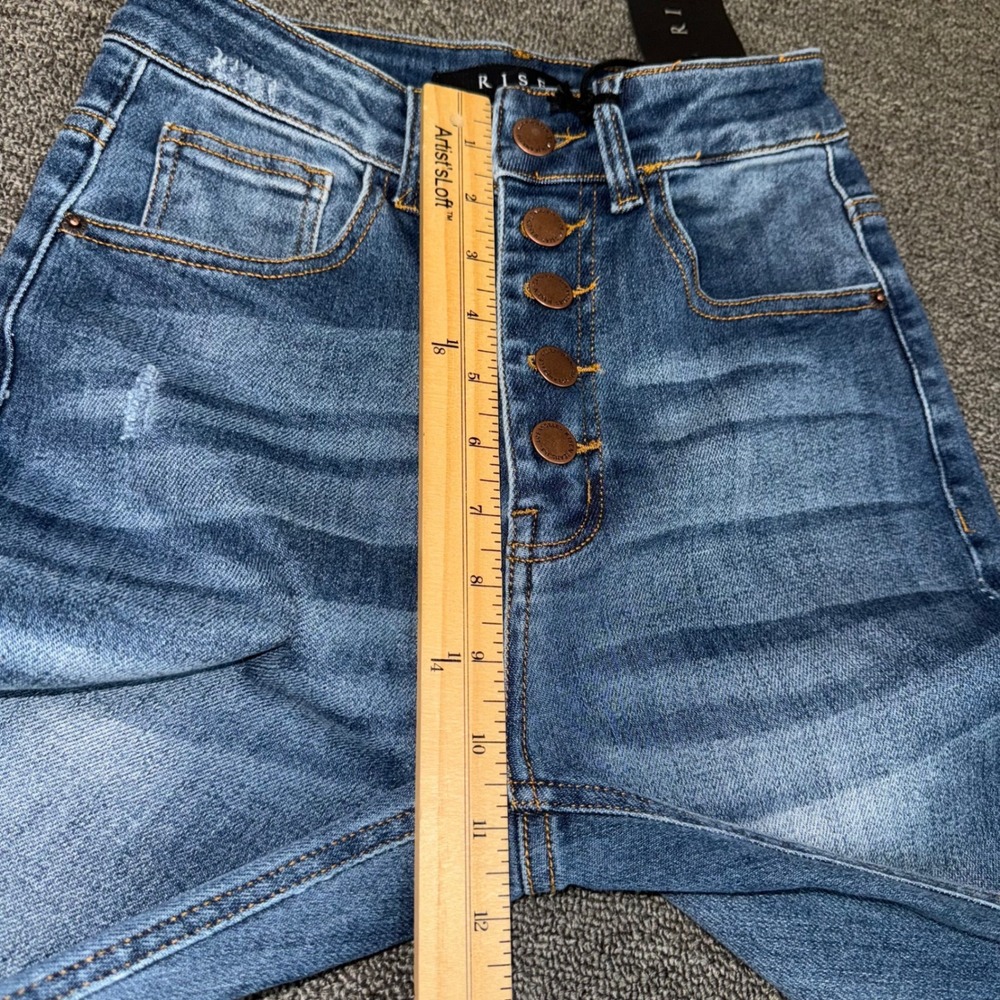 NWT Risen Los Angeles High Rise Straight Leg Jeans Button Fly Raw Hem Size 1 - Picture 10 of 11